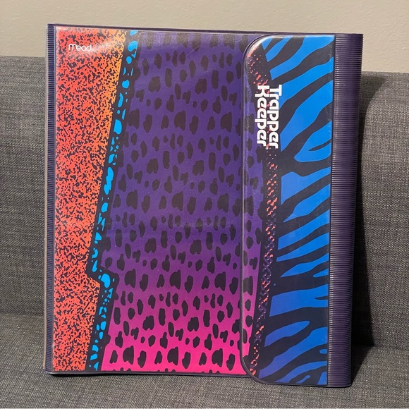 Vintage 90s Style Trapper Keeper Binder With Folder EUC Leopard / Cheetah Print - Picture 1 of 8